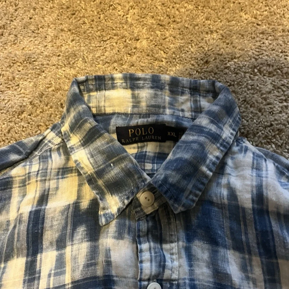 Polo Ralph Lauren Bleached Denim‎ Style Button Up Men's 2XL Lightweight